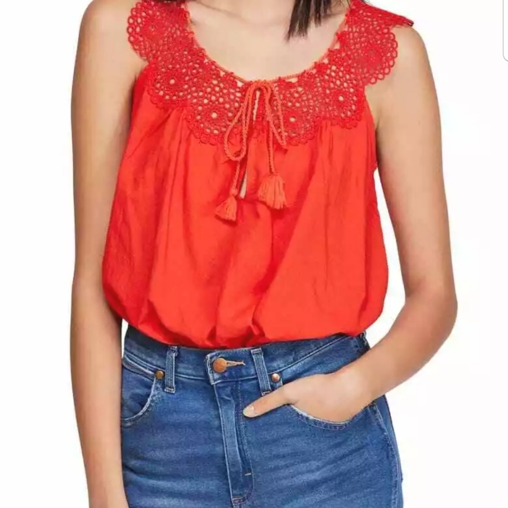 FREE PEOPLE CLOVET CROFT CROCHET CROPPED BLOUSE